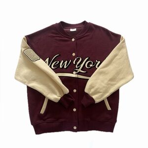 Zara Kids Maroon Varsity Jacket New York